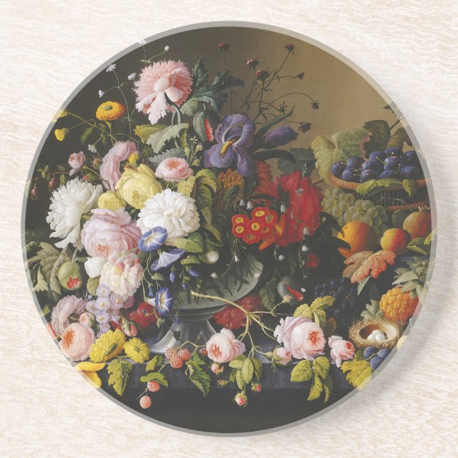Posavasos Flores y frutas antiguas de vida (Frente)