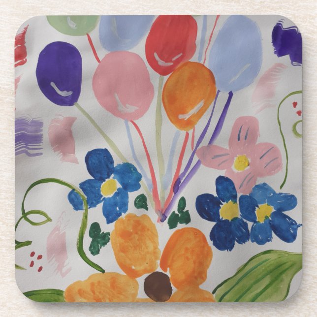 Posavasos Flores y globos de montaña de plástico duro (Frente)