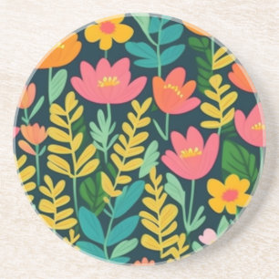 Posavasos Flores y hojas coloridas