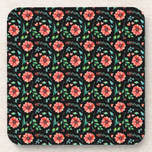 Posavasos Flores y hojas exóticas florales Patrón-45654