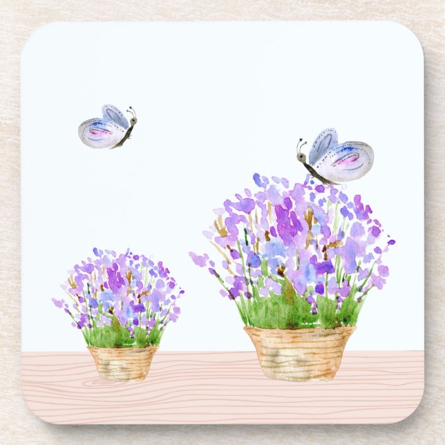 Posavasos Flores y mariposas bonitos rusas (Frente)