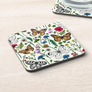 Posavasos Flores y mariposas silvestres