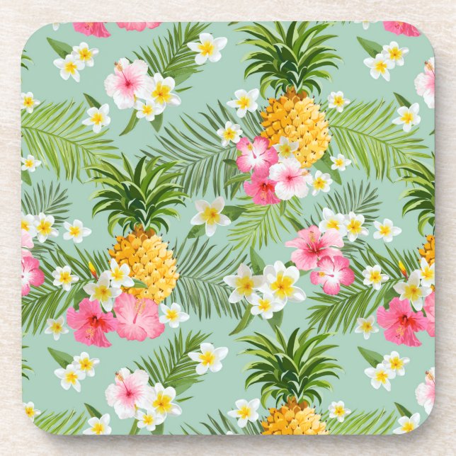 Posavasos Flores y piñas tropicales (Frente)