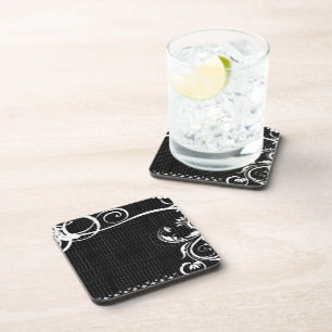 Posavasos Flourier Grid Drink Coasters de Swirl en blanco y 