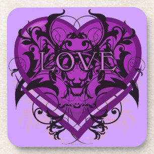 Posavasos Flourish tribal Purple Heart del gótico con AMOR
