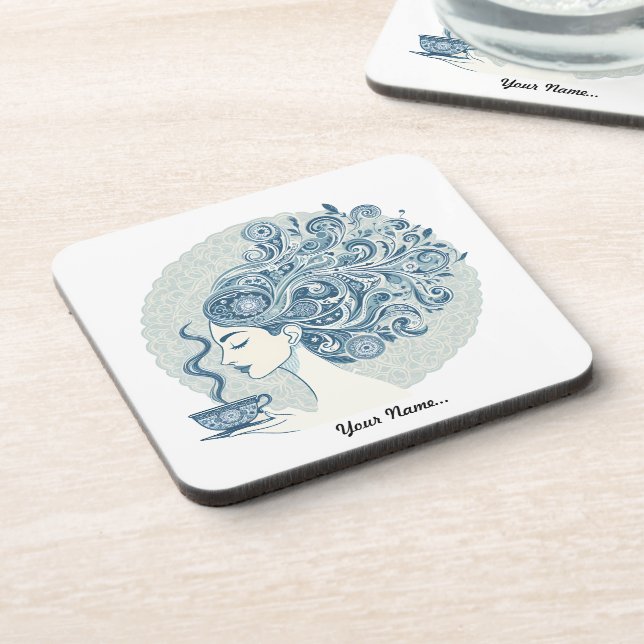 Posavasos Flow Woman Art - Blue Tile Fusion (Lado Izquierdo)