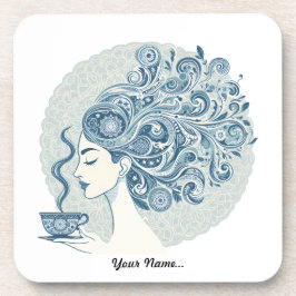 Posavasos Flow Woman Art - Blue Tile Fusion