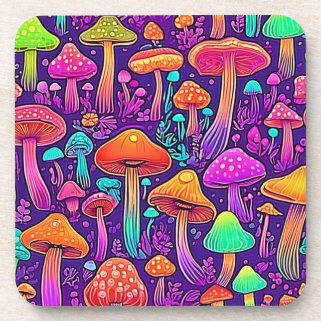 Posavasos Flowe Neon Mushrooms Dance (Frente)