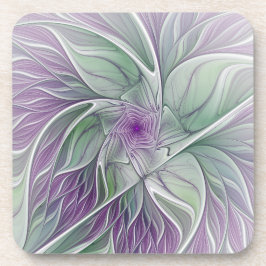 Posavasos Flower Dream, Abstract Purple Green Fractal Art