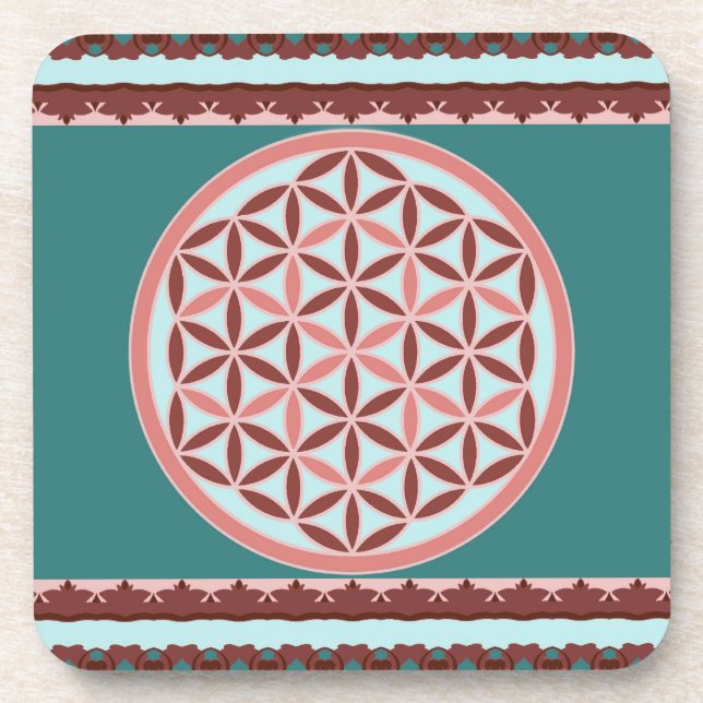 Posavasos "Flower of Life – Pastel & Earthy Harmony" (Frente)