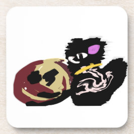 Posavasos Fluffy Black Cat Jack o Lantern fun