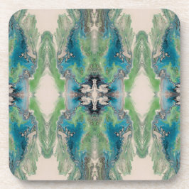Posavasos Fluido Artístico Abstracto en Aqua y Verde