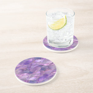 Posavasos Flujo de amatista etéreo elegante abstracto púrpur