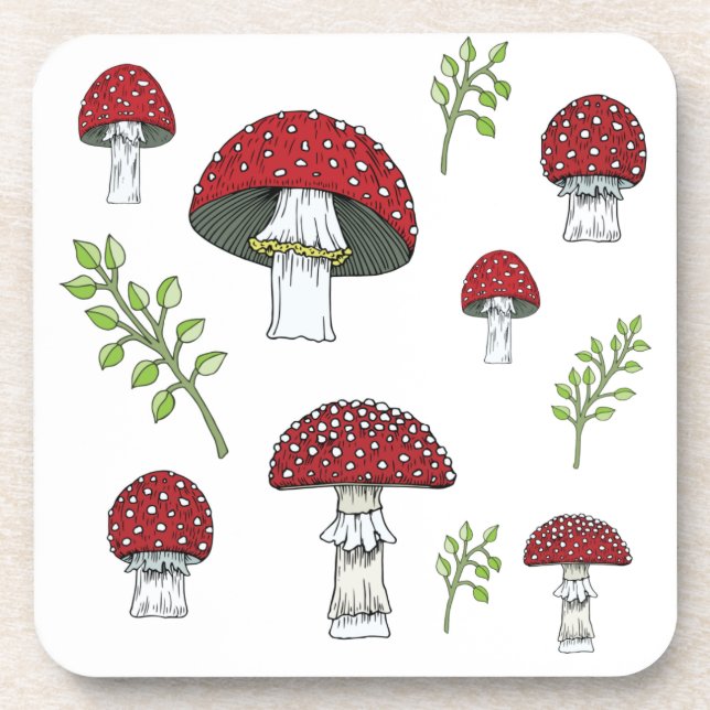 Posavasos Fly Agaric Red Topic Mushrooms (Frente)