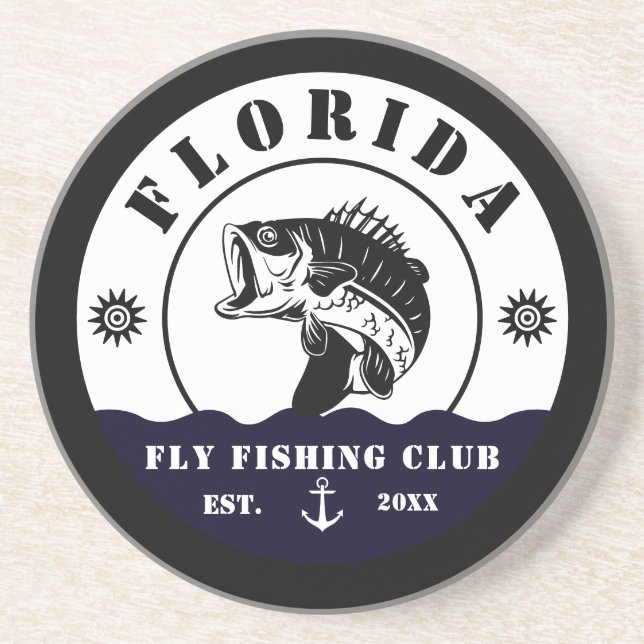 Posavasos Fly Fishing Club trip Fisherman camping Leather Pa (Frente)