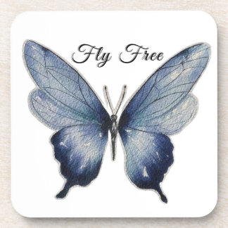 Posavasos Fly Free – Blue Butterfly Art Design