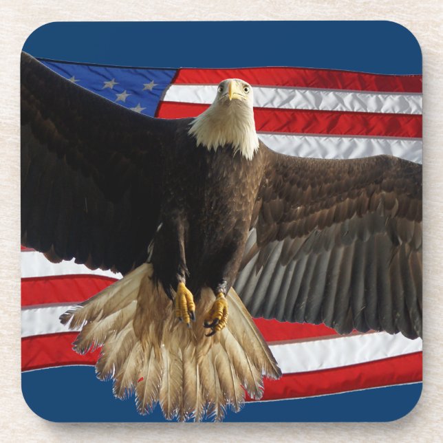 Posavasos Flying Bald Eagle USA Regalo Patriótico (Frente)