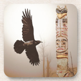 Posavasos Flying Raven & Totem-Pole Fantasy Art