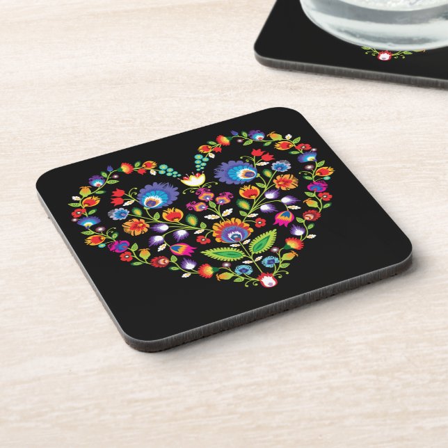 Posavasos Folclore corazón, estilo Wycinanki  (Lado Izquierdo)