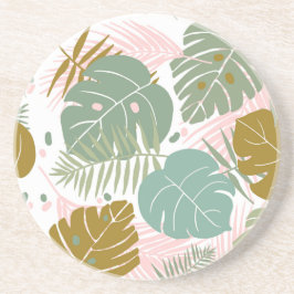 Posavasos Foliage Tropical - Monstera Y Patrón De Hojas De P