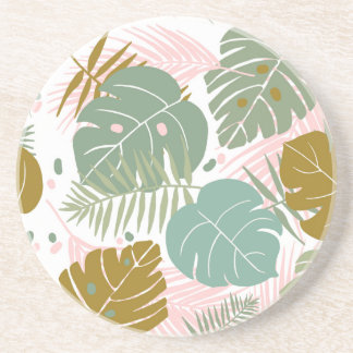 Posavasos Foliage Tropical - Monstera Y Patrón De Hojas De P