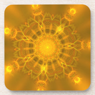 Posavasos Fondo amarillo cálido de las líneas de encaje de M