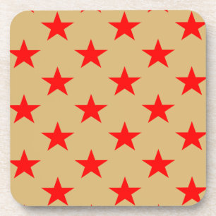 Posavasos Fondo Beige Y Estrellas Rojas