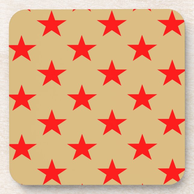 Posavasos Fondo Beige Y Estrellas Rojas (Frente)