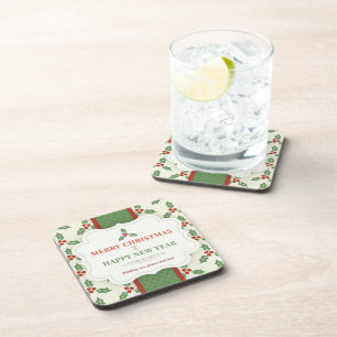 Posavasos Fondo blanco con Mistletoe y mensaje