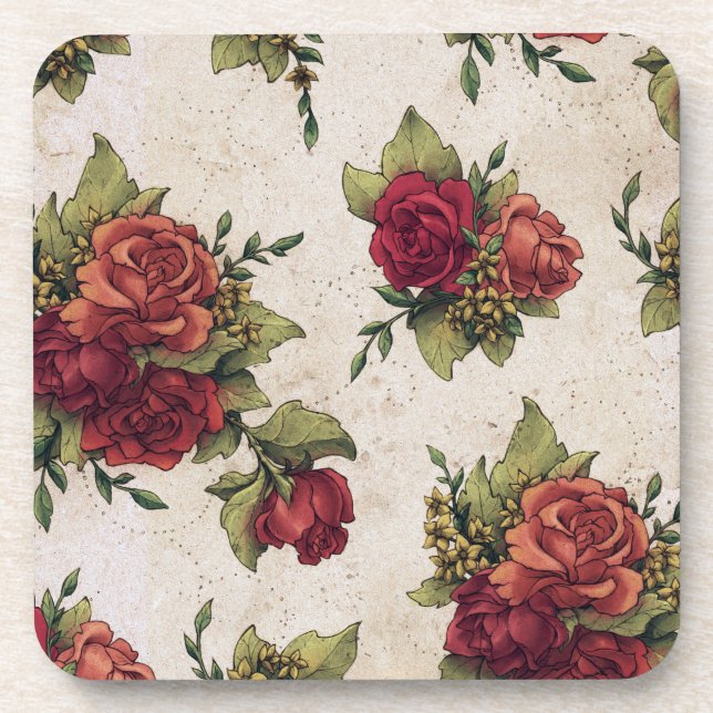 Posavasos Fondo de escritorio de la rosa roja antigua (Frente)