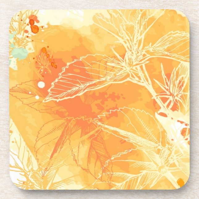 Posavasos Fondo de la acuarela del vector y flores (Frente)