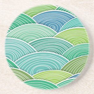 Posavasos Fondo de ondas verdes abstractas encrespadas