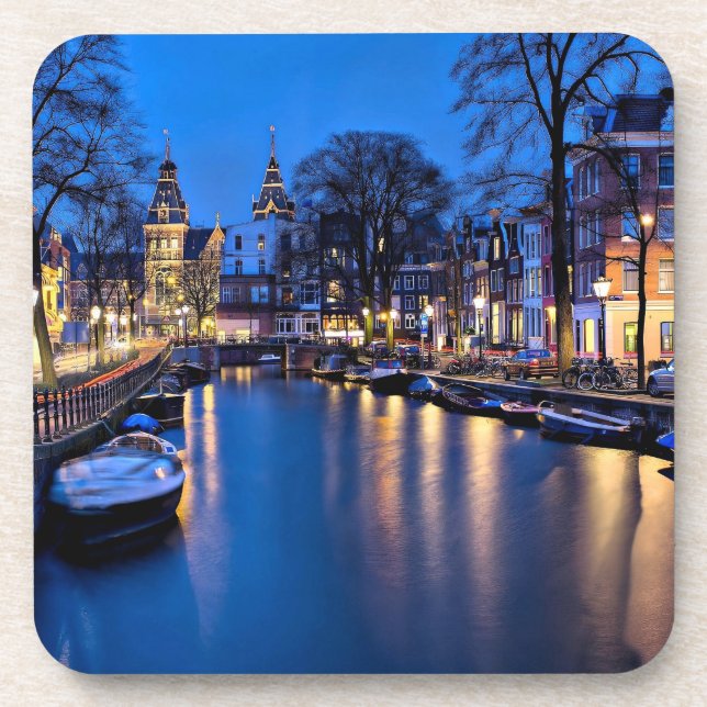Posavasos Fondo de pantalla nocturno de Ámsterdam-67657 (Frente)