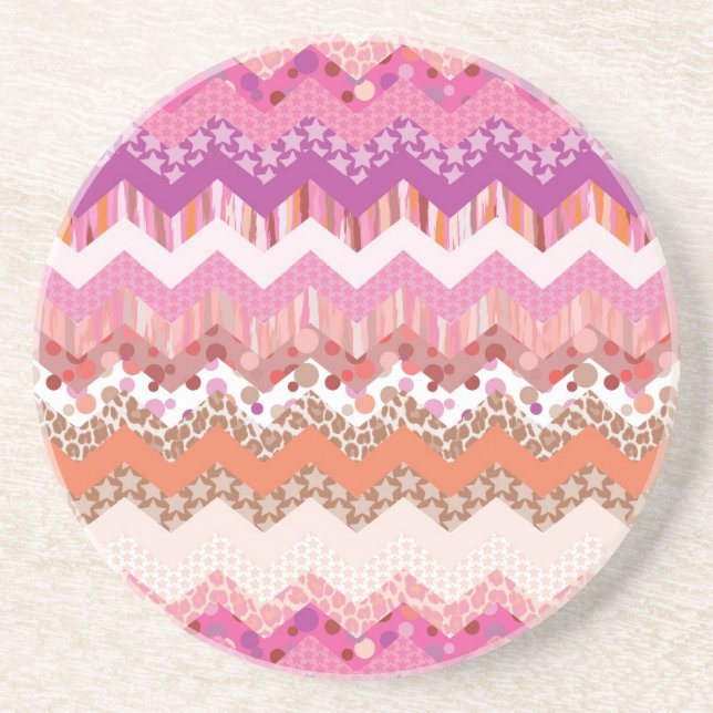 Posavasos Fondo de zigzag rosa (Frente)