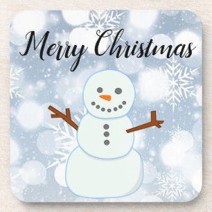 Posavasos Fondo gris Purpurinoso con copos de nieve y nieve