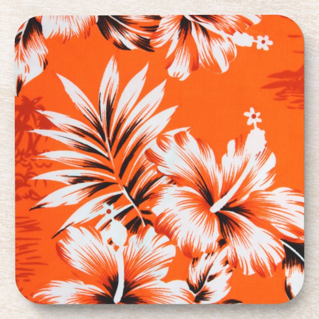 Posavasos Fondo hawaiano de flores hibiscus (Frente)