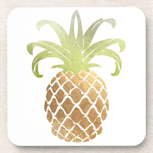 Posavasos Fondo PixDezines Faux Gold Pineapple/DIY (Frente)