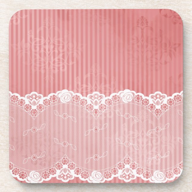 Posavasos Fondo rosado y blanco con el cordón negro (Frente)