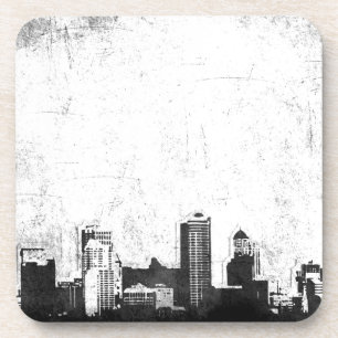 Posavasos Fondo sucio de la ciudad en blanco y negro