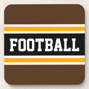 Posavasos FOOTBALL Fun Brown Athletic Yellow Black Strips
