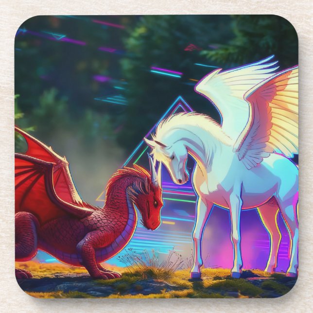 Posavasos Forest Friends - Young Dragon and Young Pegasus (Frente)