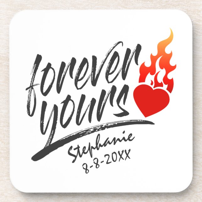 Posavasos Forever Yours Custom Name Valentine | Montaña (Frente)