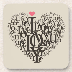 Posavasos Forma del corazón de letras