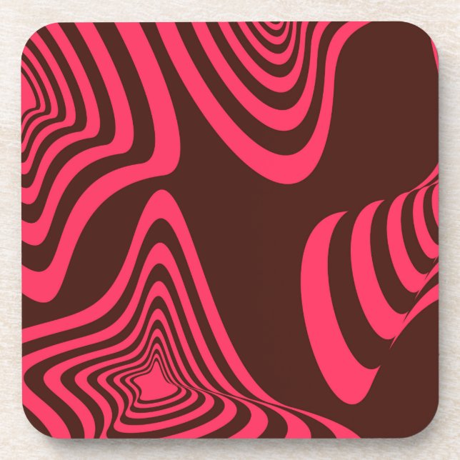 Posavasos Forma geométrica abstracta rosa, óptica, de moda y (Frente)