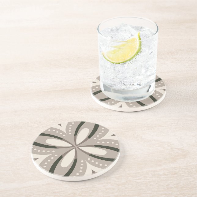 Posavasos Formas circulares retro beige y marrón (Lado)