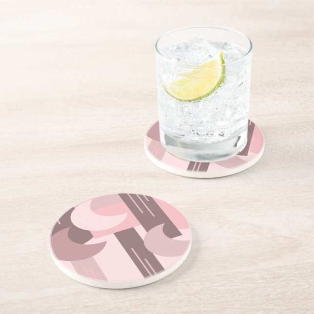 Posavasos Formas geométricas bohemias rosadas y marrones  (Lado)