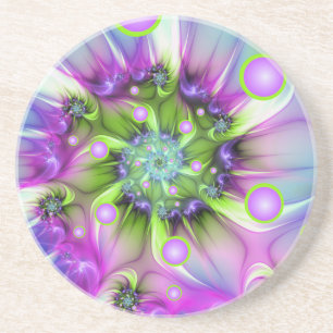 Posavasos Formas redondas en espiral coloridas arte fractal 