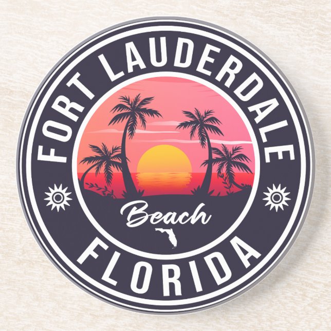 Posavasos Fort Lauderdale Florida Beach Retro Tropical 60 (Frente)