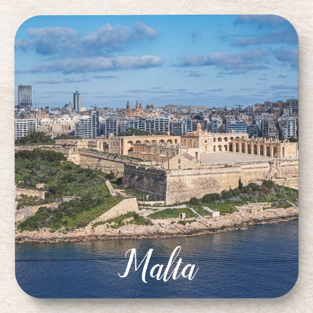 Posavasos Fort Manoel y Sliema desde La Valeta, Malta (Frente)