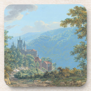 Posavasos Fortaleza en paisaje montañoso al amanecer